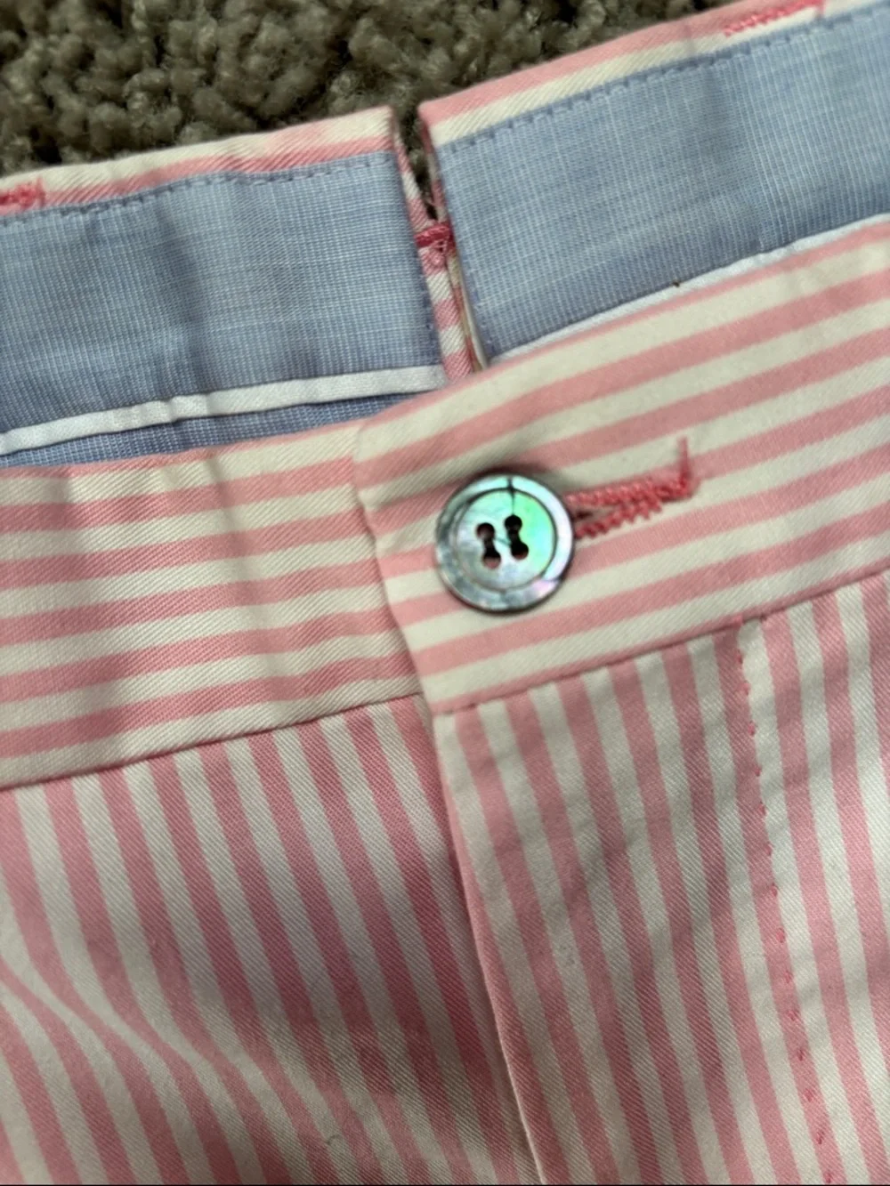 Pescarolo pleated seersucker trousers in pink and white